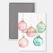 シックホワイトミントピンク金ゴールドクリスマスオーナメント マグネット (正面/裏面)