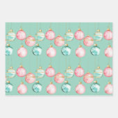シックホワイトミントピンク金ゴールドクリスマスオーナメント ラッピングペーパーシート (正面3)