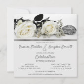 シックホワイトローズズ結婚式招待状 招待状 (正面)