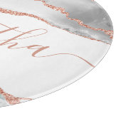 シックホワイトローズ金ゴールドグリッターアゲート名前をカスタムする カッティングボード (角)