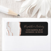 シックホワイトローズ金ゴールド結婚ダーク差出人住所 ラベル (インサイチュ)