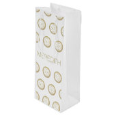 シックホワイト金ゴールドフィフティー&ファビュー50誕生日 ワインギフトバッグ (正面アングル)