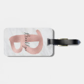 シックホワイト&グレーマーブルバラ金ゴールドBモノグラム名 ラゲッジタグ (裏面横)