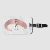 シックホワイト&グレーマーブルバラ金ゴールドCモノグラム名 ラゲッジタグ (正面横)