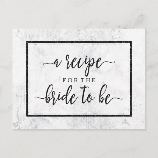 シックホワイト&グレーマーブルブライダルシャワーレシピカード ポストカード (正面)