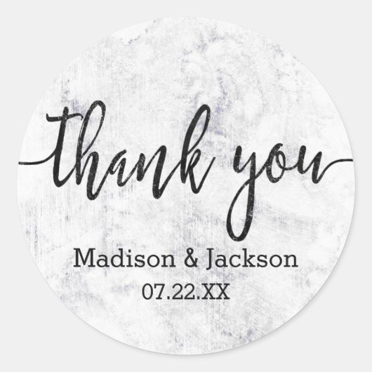 シックホワイト&グレーマーブル結婚式の引き出物 ラウンドシール (正面)