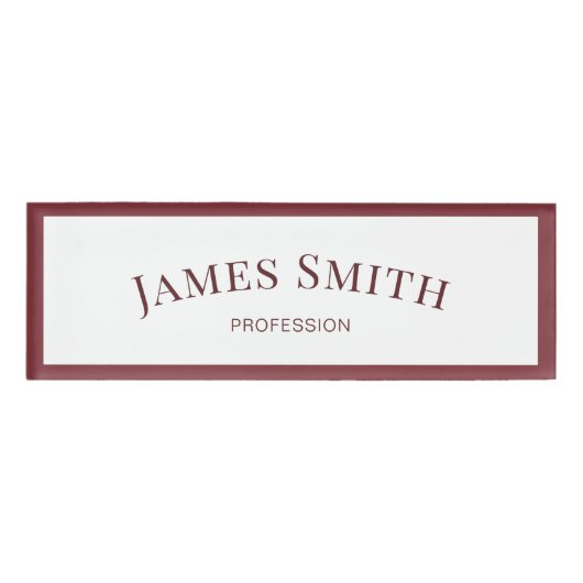 シックホワイト&ルビーレッド縁ど:トレンディープロフェッショナル 名札 (正面)