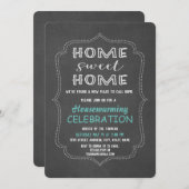 シックホームスイートホームチョーク引っ越し祝いパーティーパーティー 招待状 (正面/裏面)