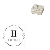 シックボタニカルイニシャルファミリーネーム差出人住所 ラバースタンプ (押印)