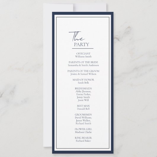 シックボタニカルクレスト結婚式 プログラムカード 招待状 (裏面)