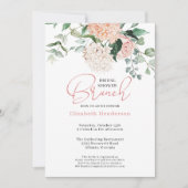 シックボタニカルピンクフローラブライダルシャワーブランチ 招待状 (正面)