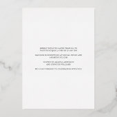 シックボタニカルフレーム実在ブライダルシャワー 箔招待状 (裏面)