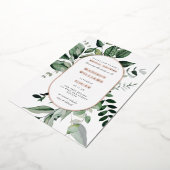 シックボタニカルフレーム実在ブライダルシャワー 箔招待状 (回転した状態)