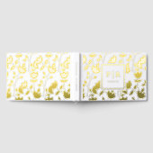 シックボタニカルフローラプリントモノグラム結婚ズ ゲストブック (全面)