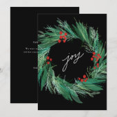 シックボタニカルホリデーリースフラットクリスマスカード シーズンカード (正面/裏面)