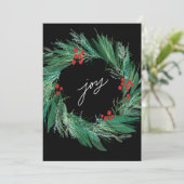 シックボタニカルホリデーリースフラットクリスマスカード シーズンカード (スタンド正面)