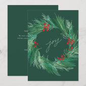 シックボタニカルホリデーリースフラットクリスマスカード シーズンカード (正面/裏面)