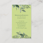 シックボタニカルモノグラムトレンディーライムエメラルドグリーン 名刺 (裏面)