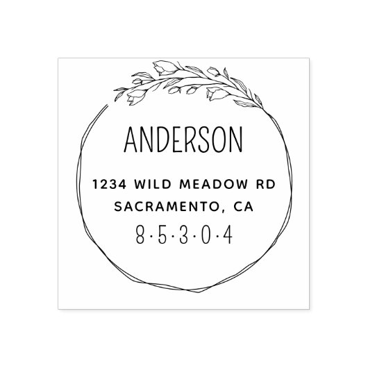 シックボタニカルリースファミリー差出人住所 ラバースタンプ (インプリント)