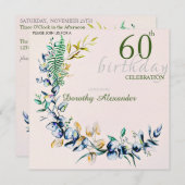 シックボタニカルリースマイルストーン誕生日 招待状 (正面/裏面)