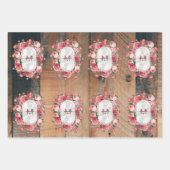 シックボタニカルヴィンテージリースモノグラムウッド ラッピングペーパーシート (正面)