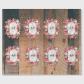 シックボタニカルヴィンテージリースモノグラムウッド ラッピングペーパー (フラット)