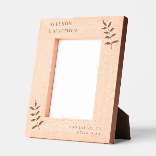 シックボタニカル名前をカスタムする結婚デイズ レーザー彫刻フレーム (左)