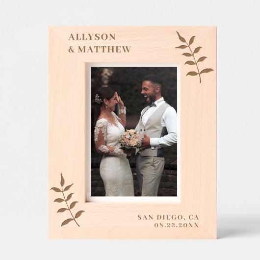 シックボタニカル名前をカスタムする結婚デイズ レーザー彫刻フレーム