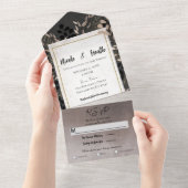 シックボタニ葉カル赤面金ゴールド結婚ズ オールインワン招待状 (貼ってはがせる)