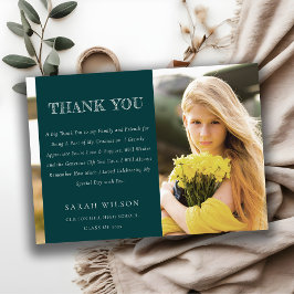 シックボトルグリーンミニマルクリーン写真卒業 サンキューカード