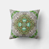 シックボヘミアンヴィンテージファッションティール（緑がかった色）エメラルドグリーン クッション (裏面)