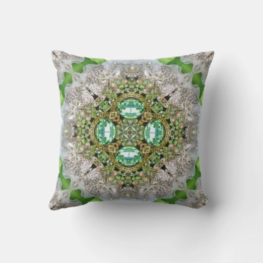 シックボヘミアンヴィンテージファッションティール(緑がかった色)エメラルドグリーン クッション (裏面)