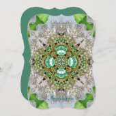 シックボヘミアンヴィンテージファッションティール(緑がかった色)エメラルドグリーン 招待状 (正面/裏面)