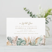 シックボホサファリパンパスモンステラ金ゴールドベビーシャワー 招待状 (スタンド正面)