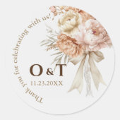 シックボホスタイル結婚の感謝お願いステッカー ラウンドシール (正面)