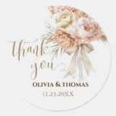 シックボホスタイル結婚の感謝お願いステッカー ラウンドシール (正面)