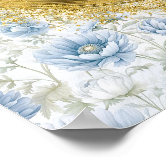 シックボホパステルブルー金ゴールド結婚ズカスタムテーブルトップ ポスター (角)