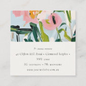 シックボホピカラフルックブルーグリーン絵を描フローラ スクエア名刺 (裏面)