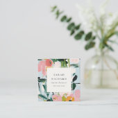 シックボホピカラフルックブルーグリーン絵を描フローラ スクエア名刺 (スタンド正面)