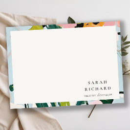 シックボホピカラフルックブルーグリーン絵を描フローラ ノートカード