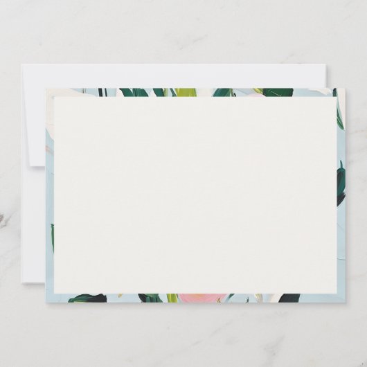 シックボホピカラフルックブルーグリーン絵を描フローラ ノートカード (裏面)