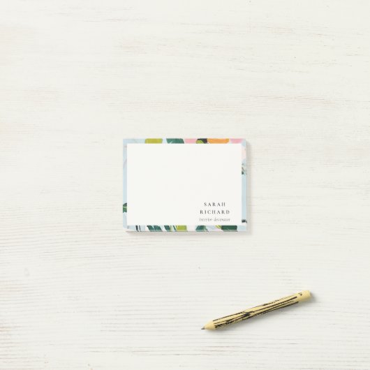 シックボホピカラフルックブルーグリーン絵を描フローラ ポストイット (デスク上)