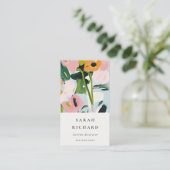 シックボホピカラフルックブルーグリーン絵を描フローラ 名刺 (スタンド正面)