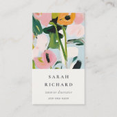 シックボホピカラフルックブルーグリーン絵を描フローラ 名刺 (正面)