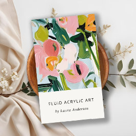 シックボホピカラフルックブルーグリーン絵を描フローラ 名刺