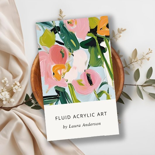 シックボホピカラフルックブルーグリーン絵を描フローラ 名刺