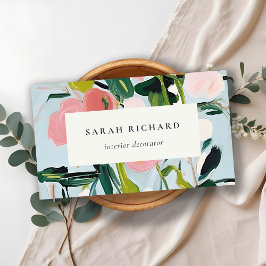 シックボホピカラフルックブルーグリーン絵を描フローラ 名刺