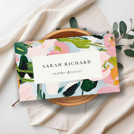 シックボホピカラフルックブルーグリーン絵を描フローラ 名刺