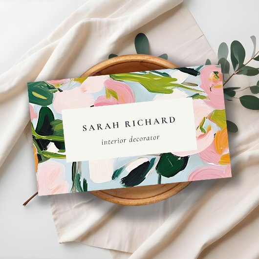 シックボホピカラフルックブルーグリーン絵を描フローラ 名刺