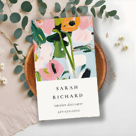 シックボホピカラフルックブルーグリーン絵を描フローラ 名刺